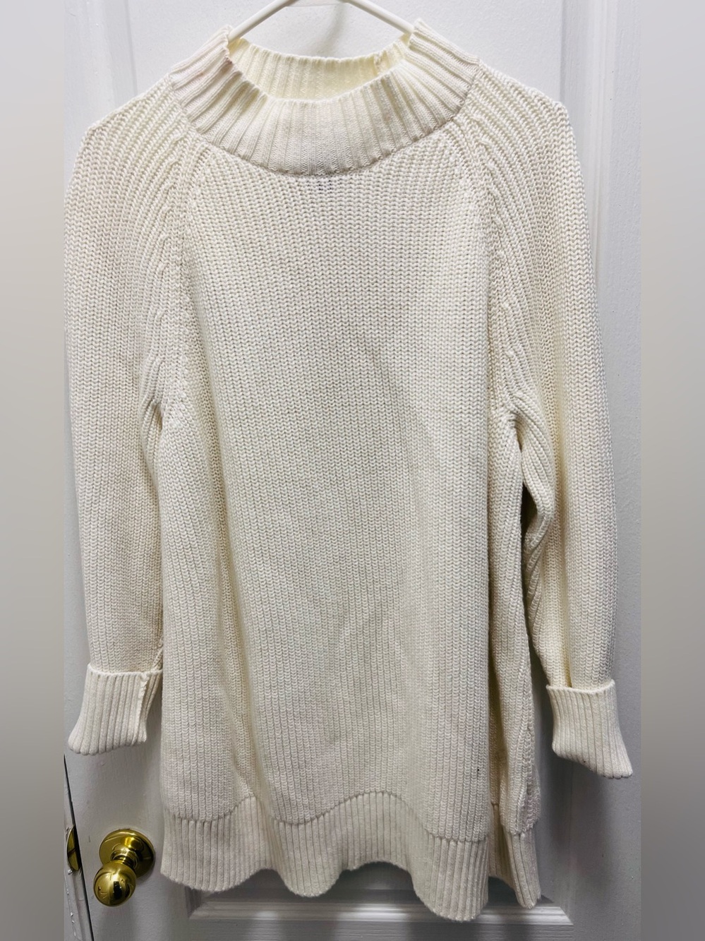 Lands' End Cream Turtleneck Knit Sweater